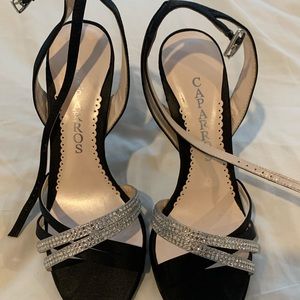 Caparros heels black silver size 6.5 leather sole